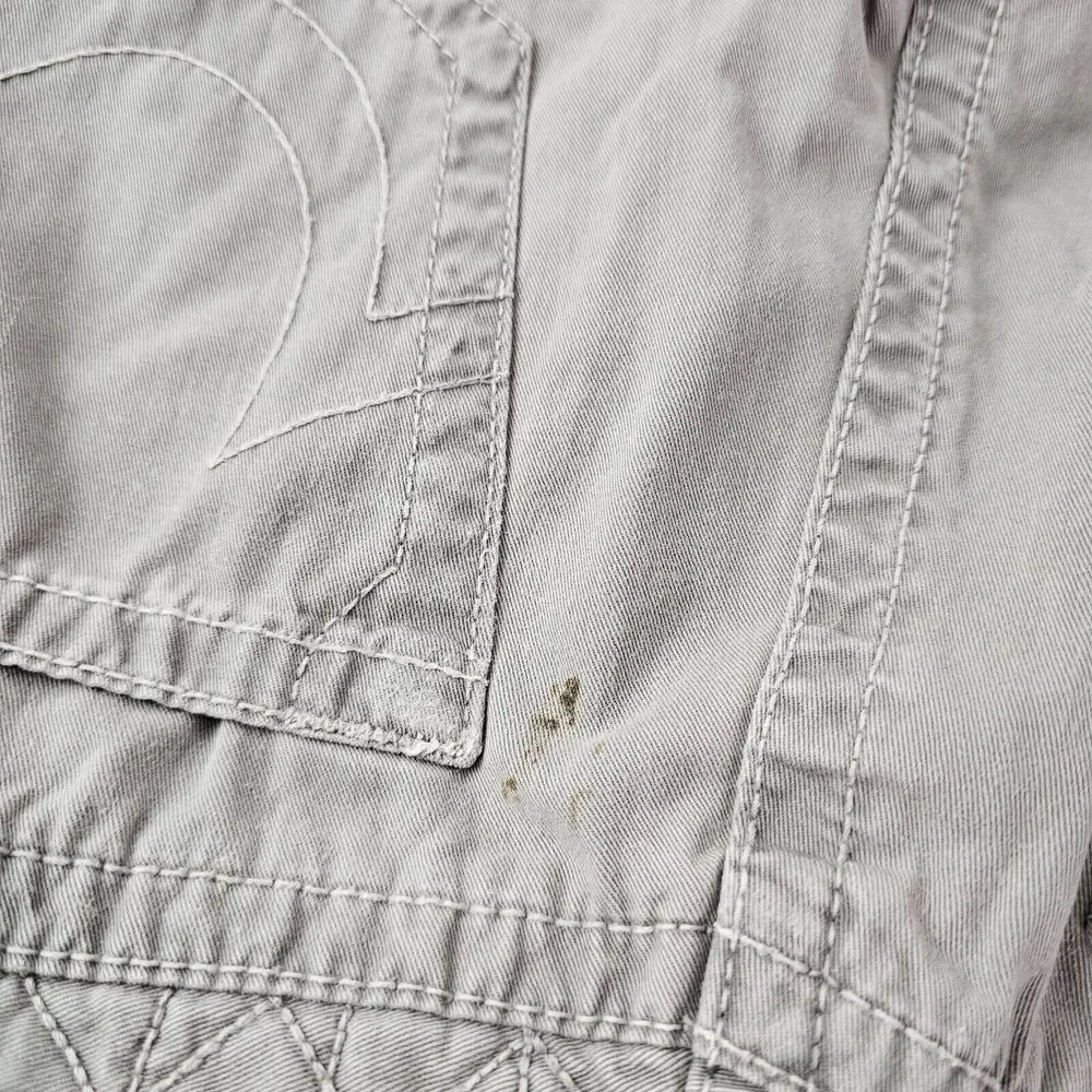 True Religion Dean Geo Quilted Gray Chino Straight Leg Jeans Pants Size 32 Taper